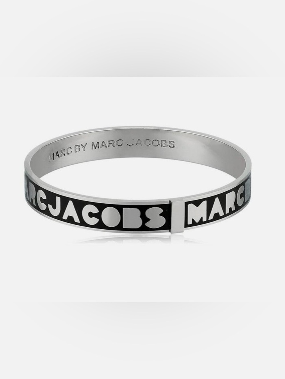 Marc Jacobs Black and Silver Logo Cuff Bracelet
